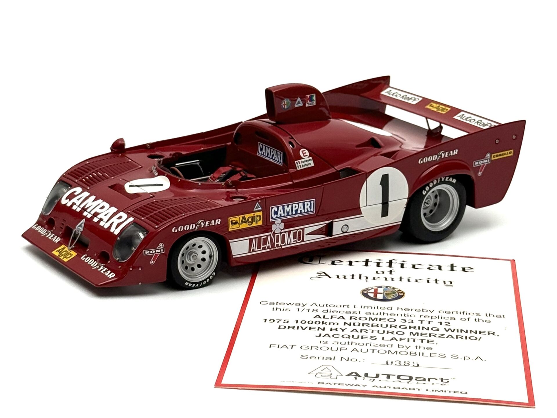 1:18 Alfa Romeo 33 TT 12 1975 Nürburgring Winner 87505 - Autoart
