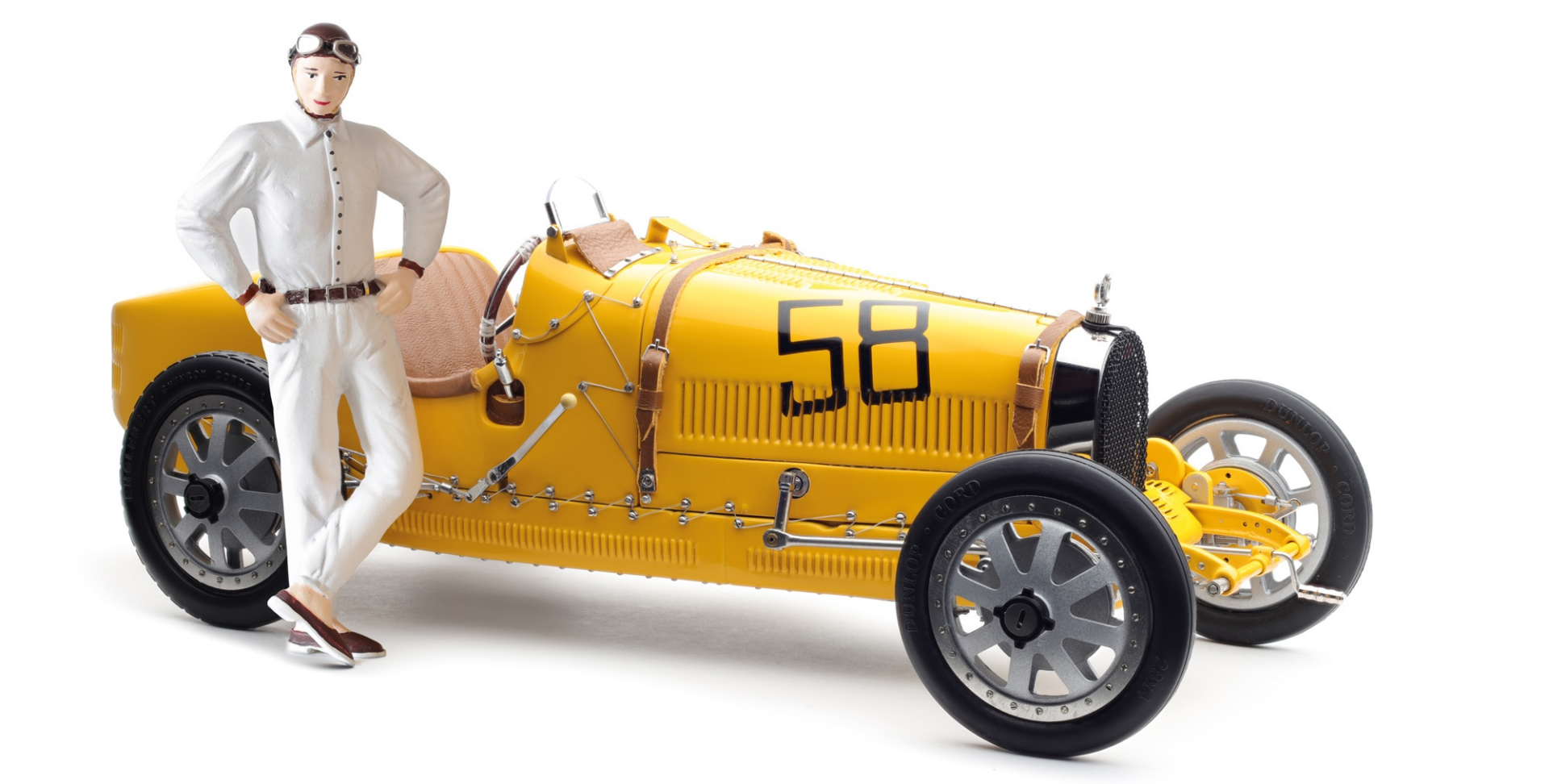 1:18 Bugatti Typ 35 Yellow Livery with Female Racer 1924 -CMC