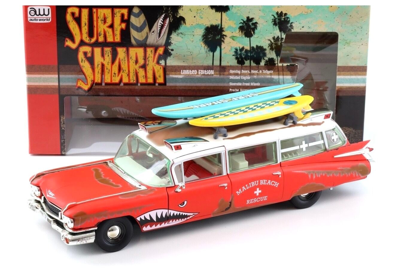 1:18 Cadillac Eldorado Ambulance Surf Shark 1959 - Auto World