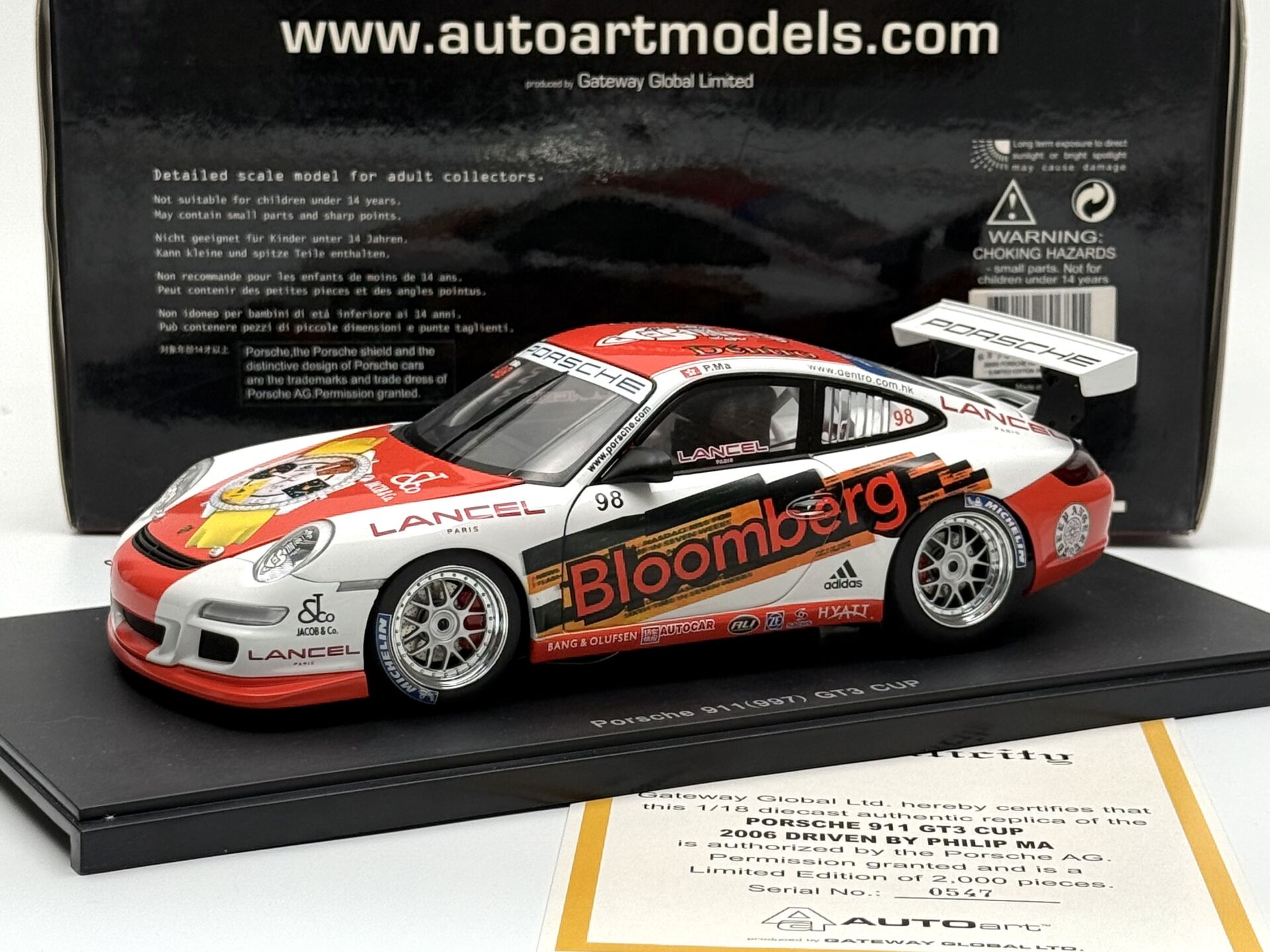 1:18 Porsche 911 997 GT3 Cup 2006 Bloomberg #98 - Autoart