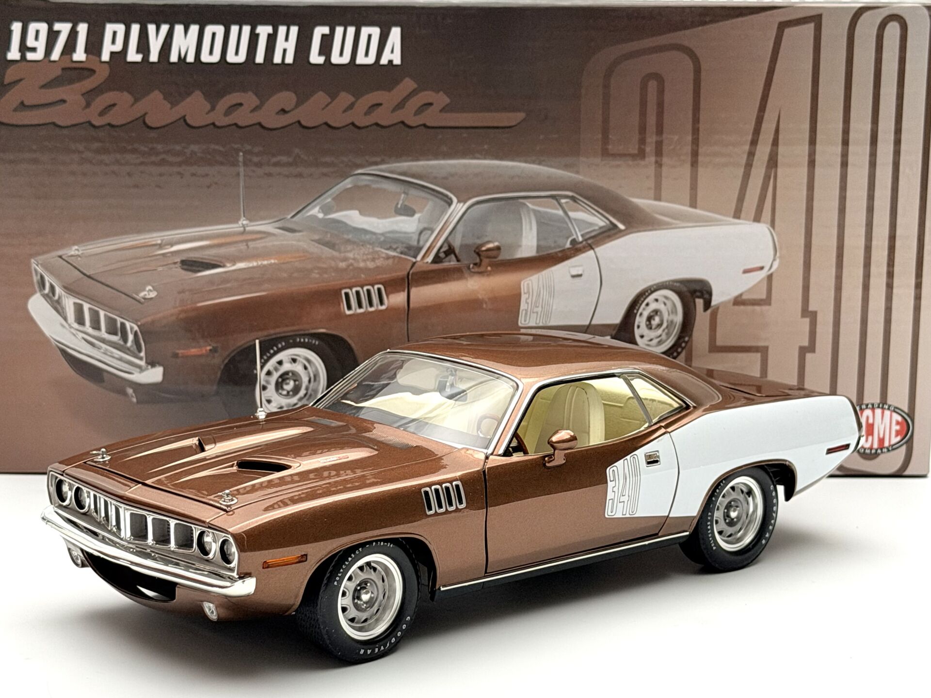 1:18 Plymouth Cuda Barracuda 340 Brown 1971 - ACME