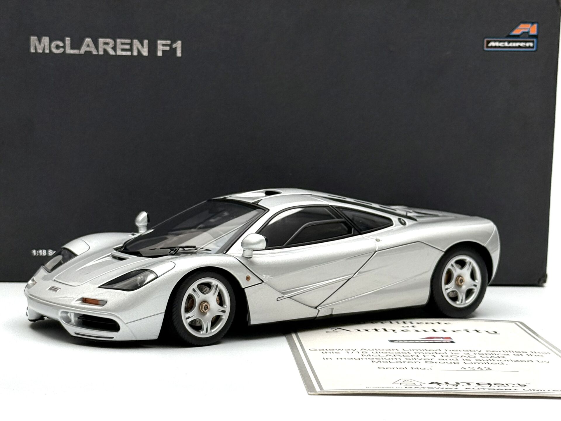 1:18 McLaren F1 Short Tail Road Car Magnesium Silver 76001 - Autoart