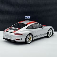 1:12 Porsche 911 R 991 Coupe Silver Red 2016 - Minichamps