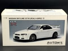 1:18 Nissan Skyline GT-R R34 V Spec II Upgraded White - Autoart