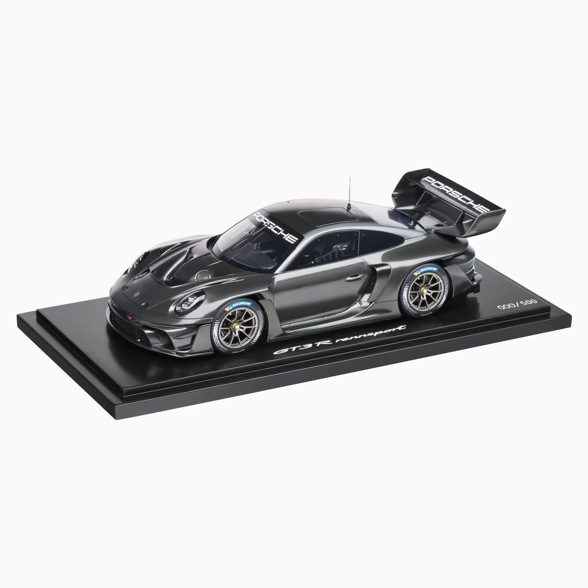 1:18 Porsche 911 992 GT3 R Rennsport Black Carbon Vitrinli-Spark