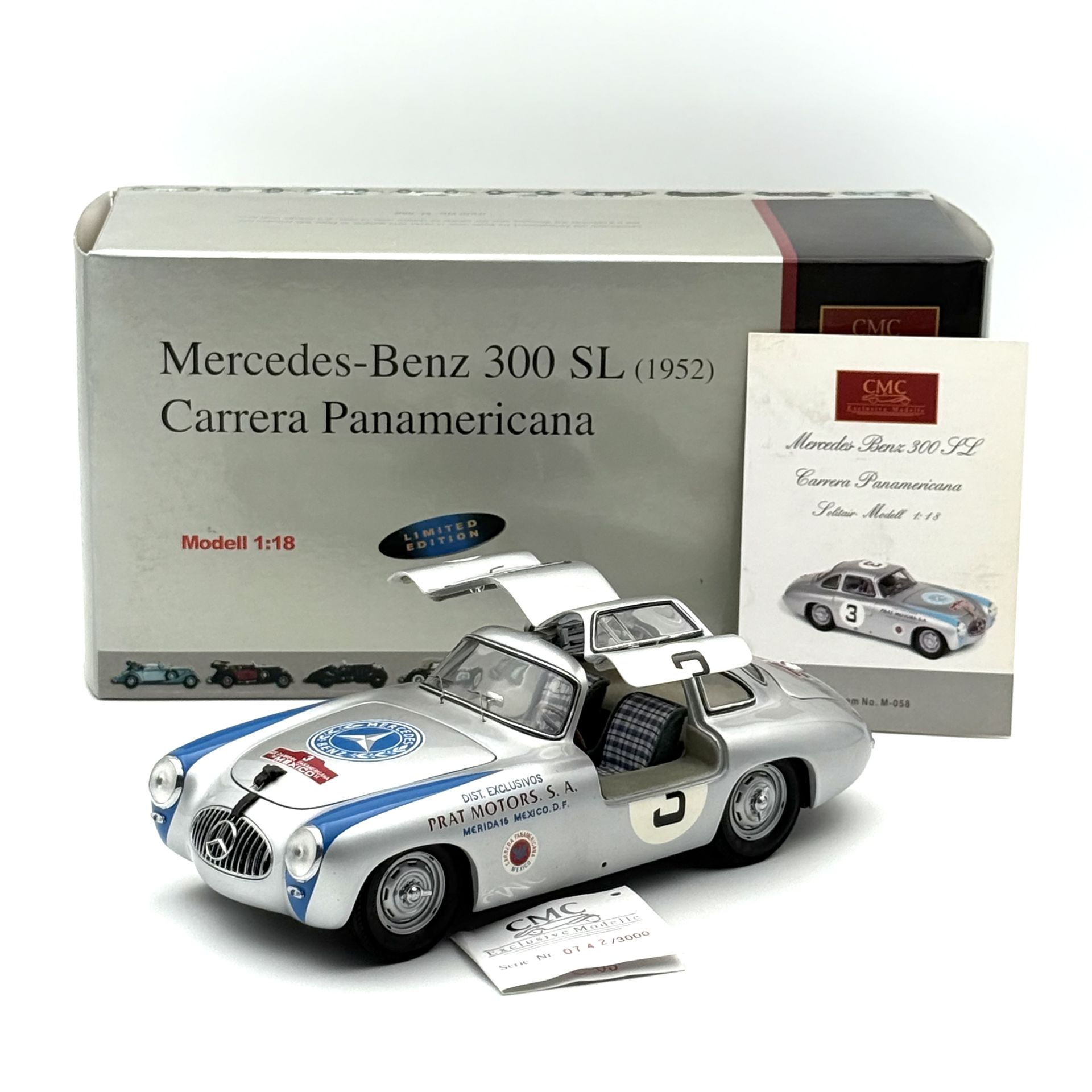 1:18 Mercedes-Benz 300 SL Carrera Panamericana Blue - CMC