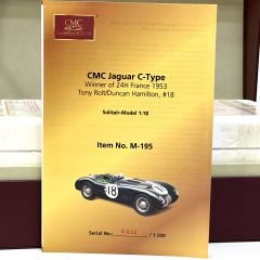 1:18 Jaguar C Type 1953 Le Mans Winner British Racing Green - CMC