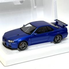 1:18 Nissan Skyline GT-R R34 V Spec 2 2001 Blue - Autoart